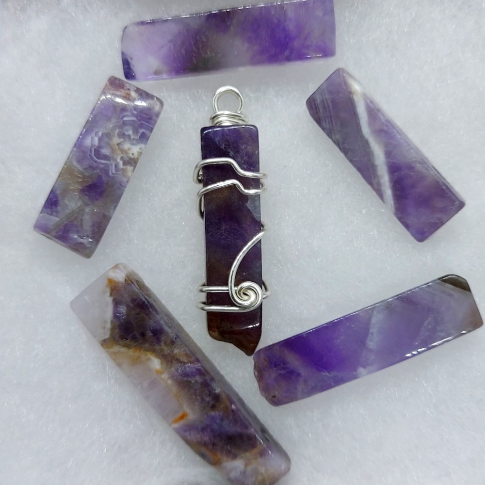 Wire wrapped amethyst necklace pendant